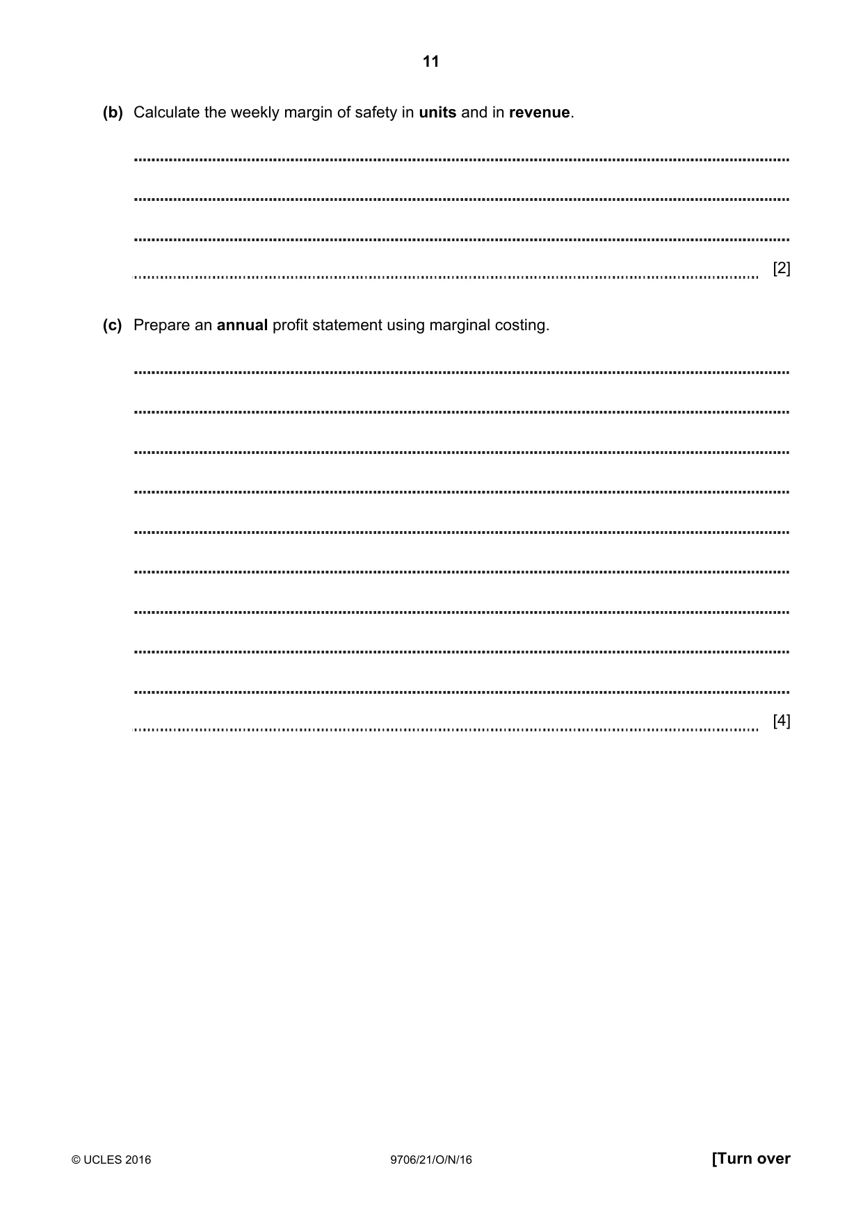 Cambridge A Level Accounting 9706 2016 Oct/Nov Paper 2 · Variant 1 question paper, page 11 of 16