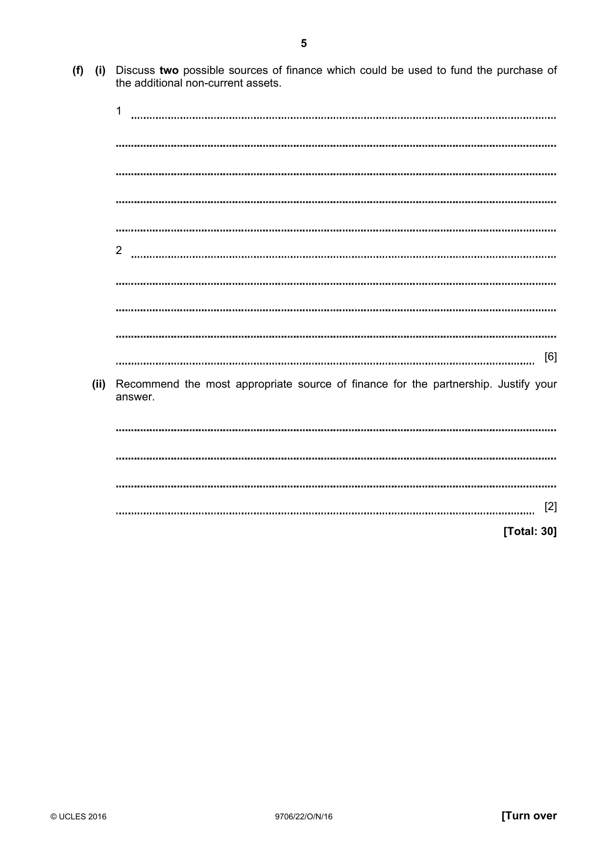 Cambridge A Level Accounting 9706 2016 Oct/Nov Paper 2 · Variant 2 question paper, page 5 of 16