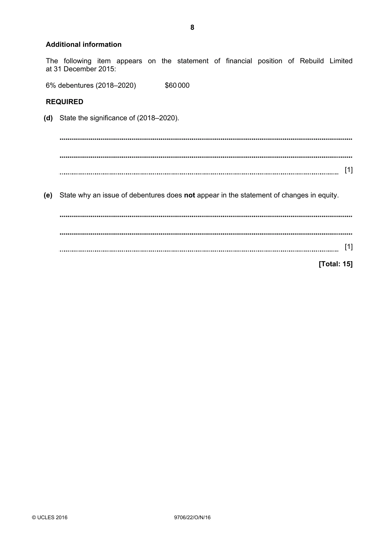 Cambridge A Level Accounting 9706 2016 Oct/Nov Paper 2 · Variant 2 question paper, page 8 of 16