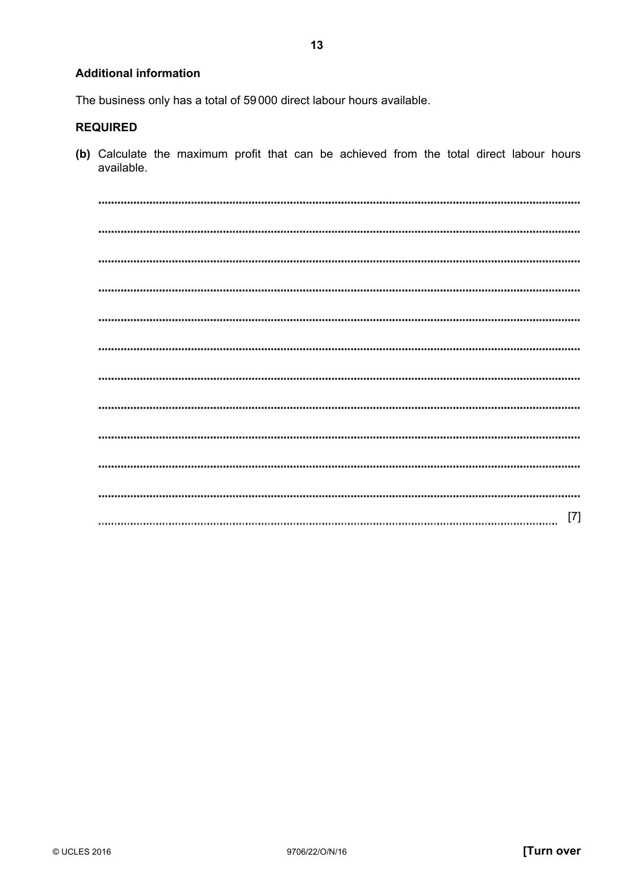 Cambridge A Level Accounting 9706 2016 Oct/Nov Paper 2 · Variant 2 question paper, page 13 of 16