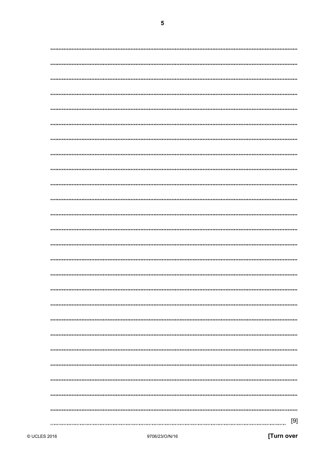 Cambridge A Level Accounting 9706 2016 Oct/Nov Paper 2 · Variant 3 question paper, page 5 of 20