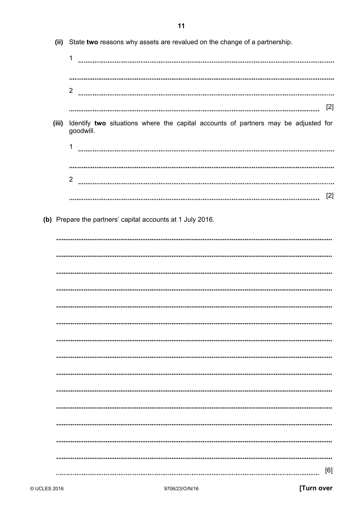 Cambridge A Level Accounting 9706 2016 Oct/Nov Paper 2 · Variant 3 question paper, page 11 of 20
