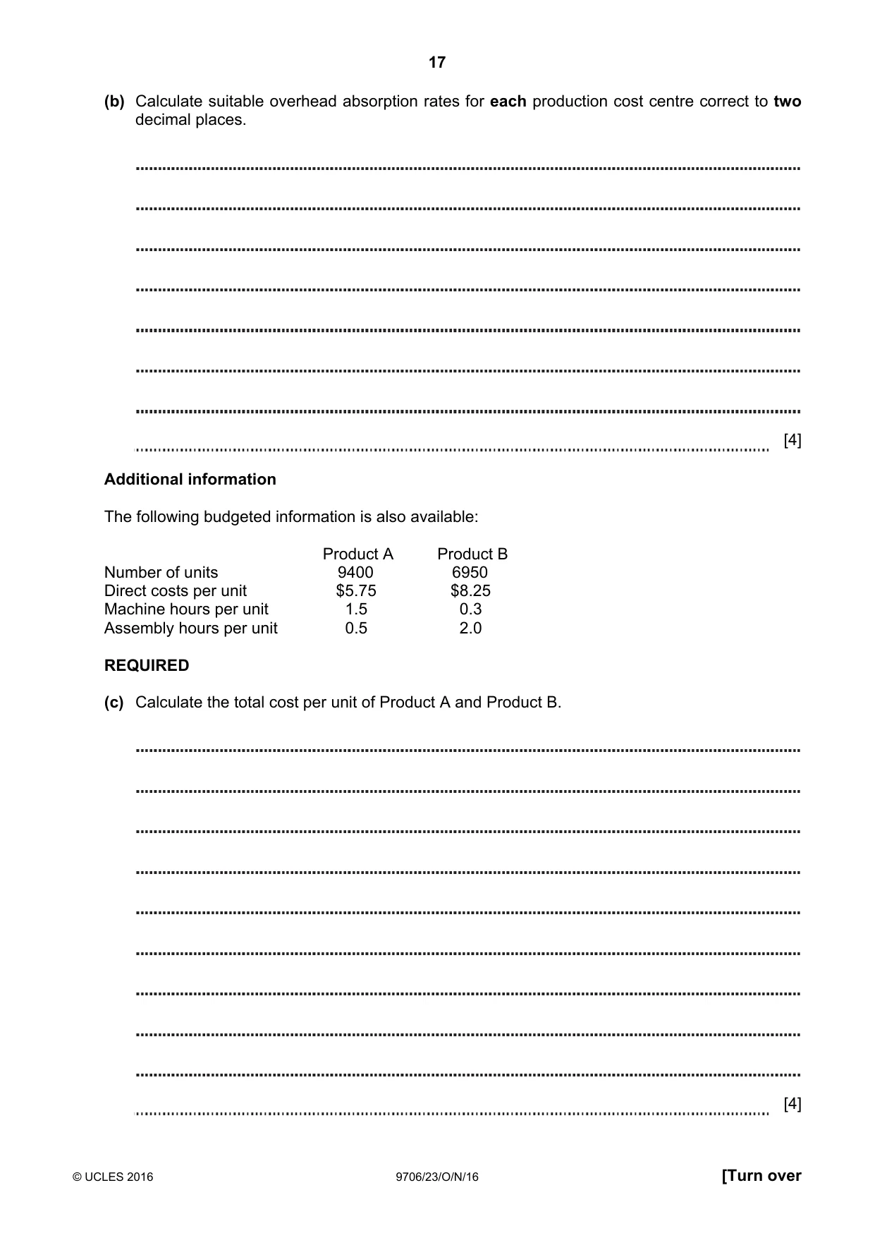 Cambridge A Level Accounting 9706 2016 Oct/Nov Paper 2 · Variant 3 question paper, page 17 of 20