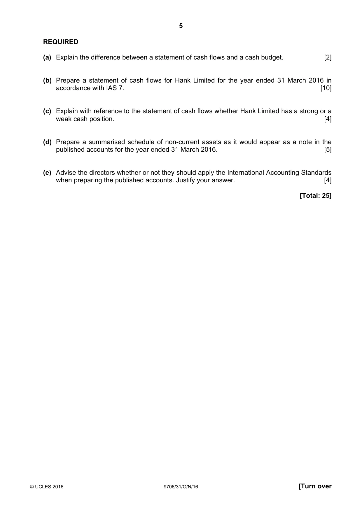 Cambridge A Level Accounting 9706 2016 Oct/Nov Paper 3 · Variant 1 question paper, page 5 of 12