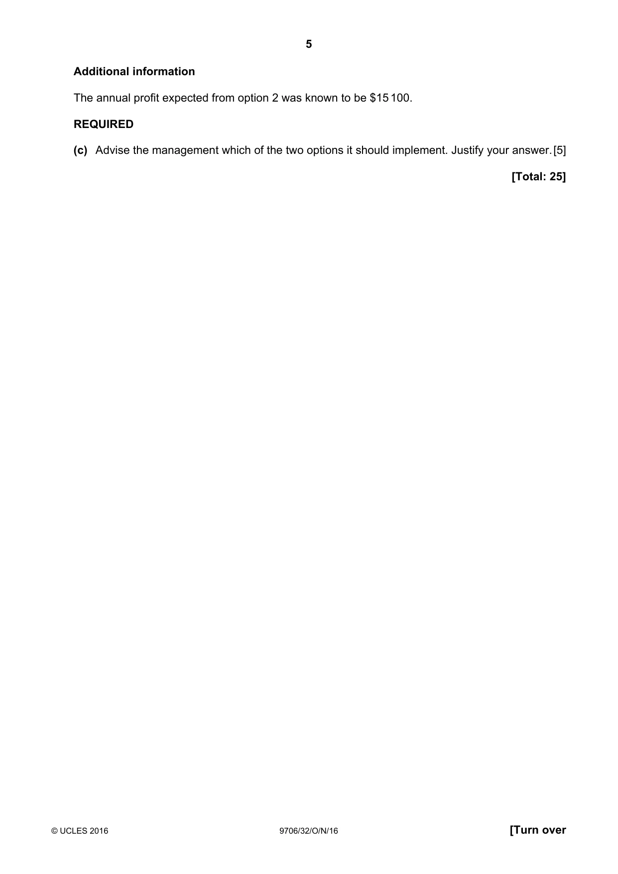 Cambridge A Level Accounting 9706 2016 Oct/Nov Paper 3 · Variant 2 question paper, page 5 of 12