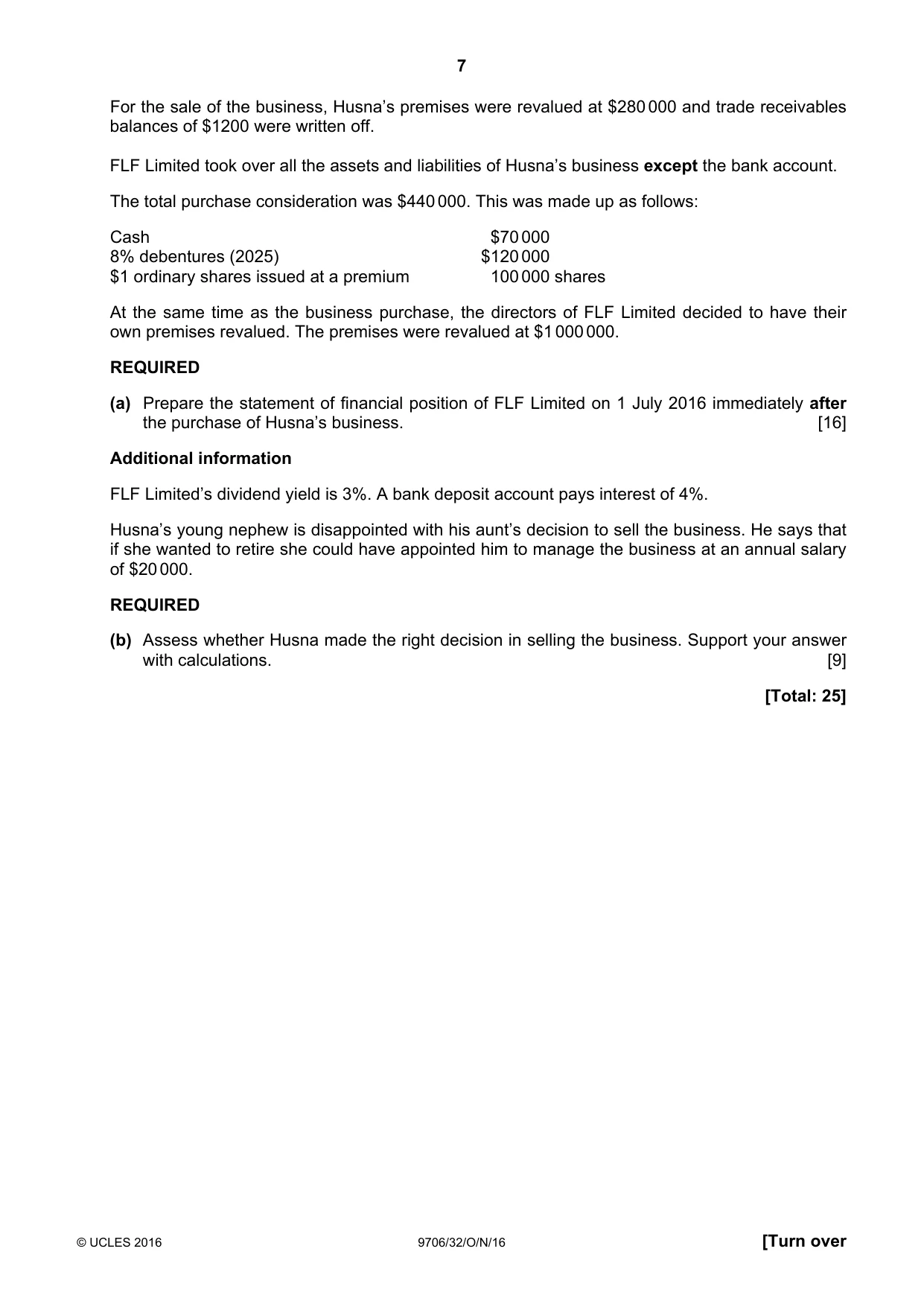 Cambridge A Level Accounting 9706 2016 Oct/Nov Paper 3 · Variant 2 question paper, page 7 of 12