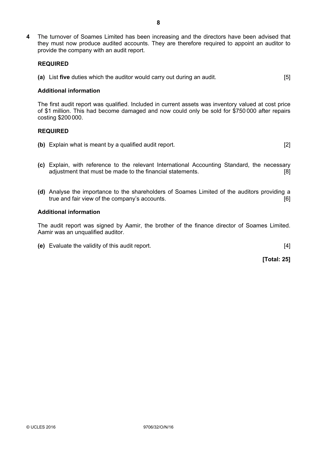 Cambridge A Level Accounting 9706 2016 Oct/Nov Paper 3 · Variant 2 question paper, page 8 of 12