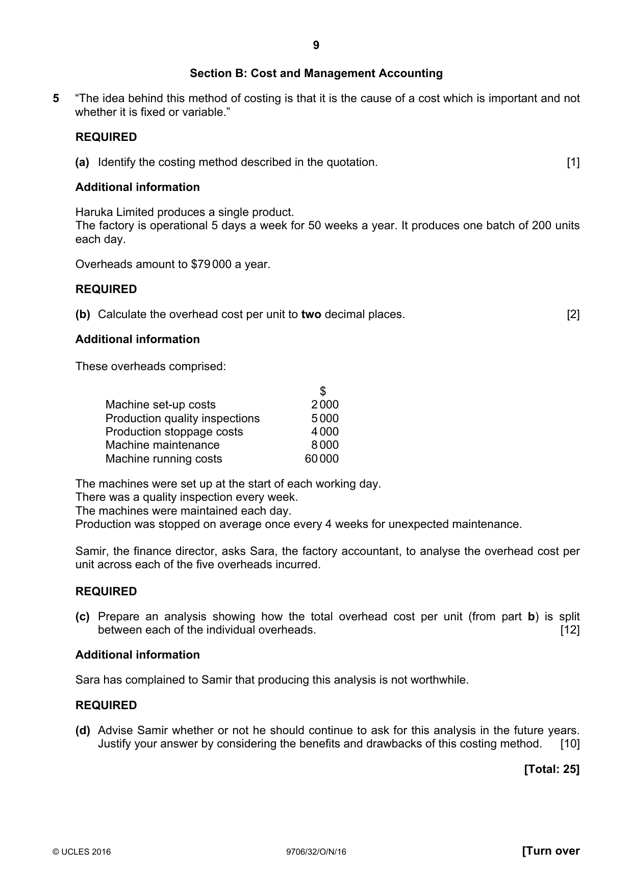 Cambridge A Level Accounting 9706 2016 Oct/Nov Paper 3 · Variant 2 question paper, page 9 of 12