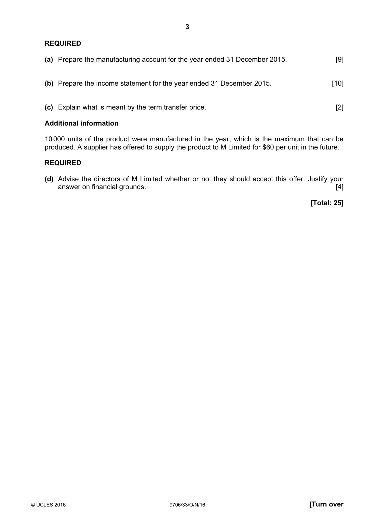 Cambridge A Level Accounting 9706 2016 Oct/Nov Paper 3 · Variant 3 question paper, page 3 of 12