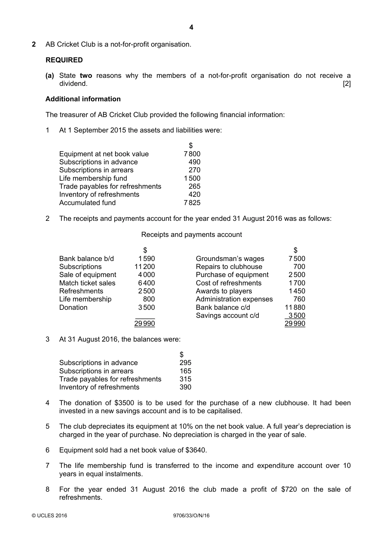 Cambridge A Level Accounting 9706 2016 Oct/Nov Paper 3 · Variant 3 question paper, page 4 of 12