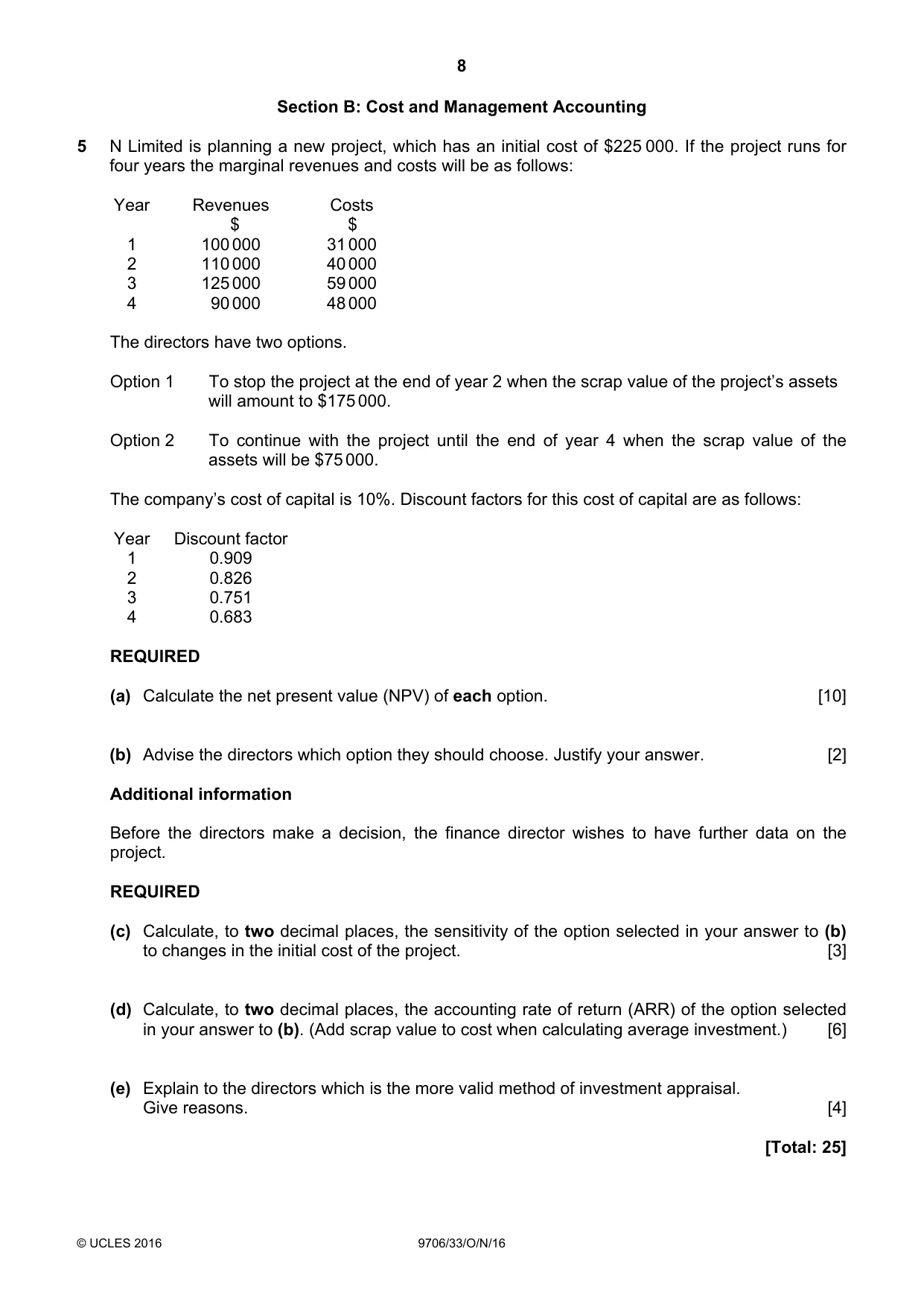 Cambridge A Level Accounting 9706 2016 Oct/Nov Paper 3 · Variant 3 question paper, page 8 of 12
