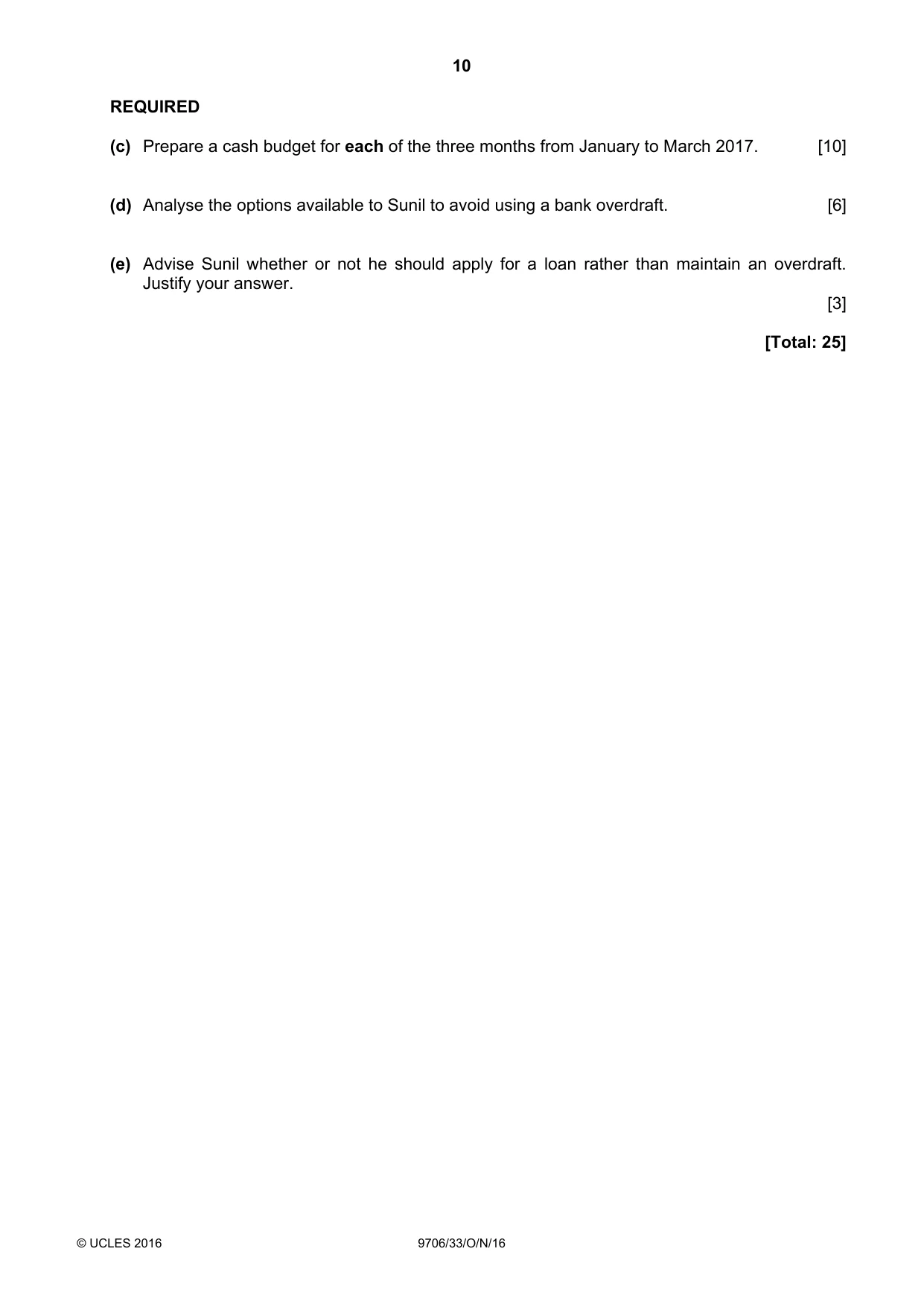 Cambridge A Level Accounting 9706 2016 Oct/Nov Paper 3 · Variant 3 question paper, page 10 of 12