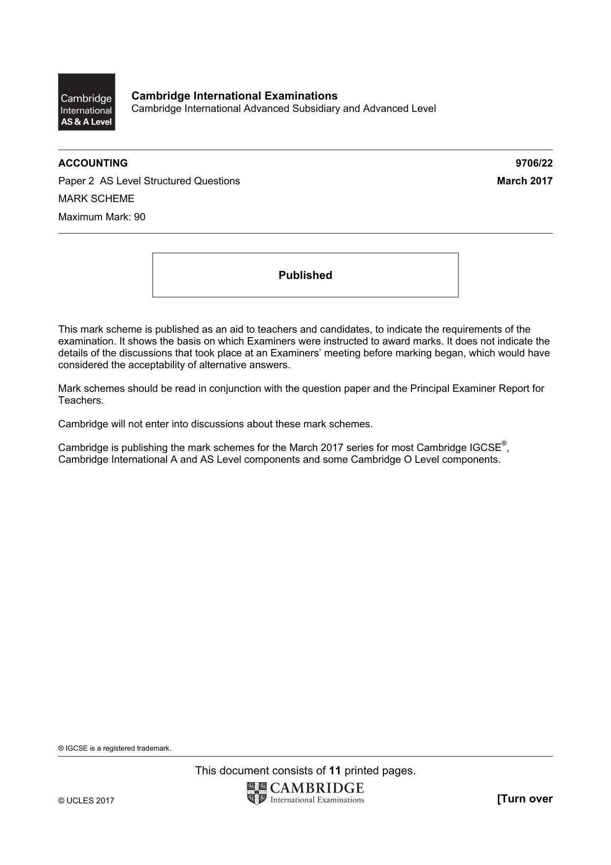 Mark scheme, page 1 of 11