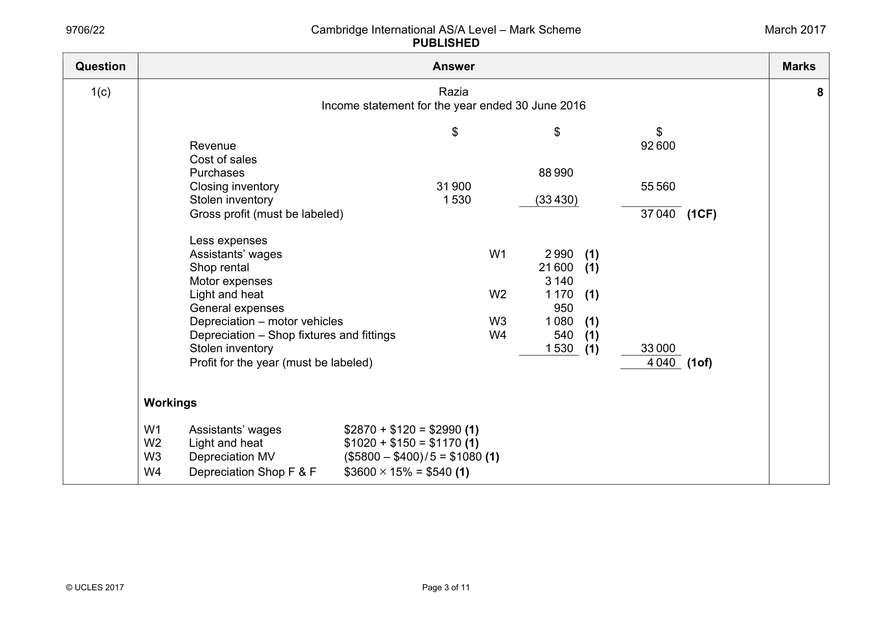 Mark scheme, page 3 of 11