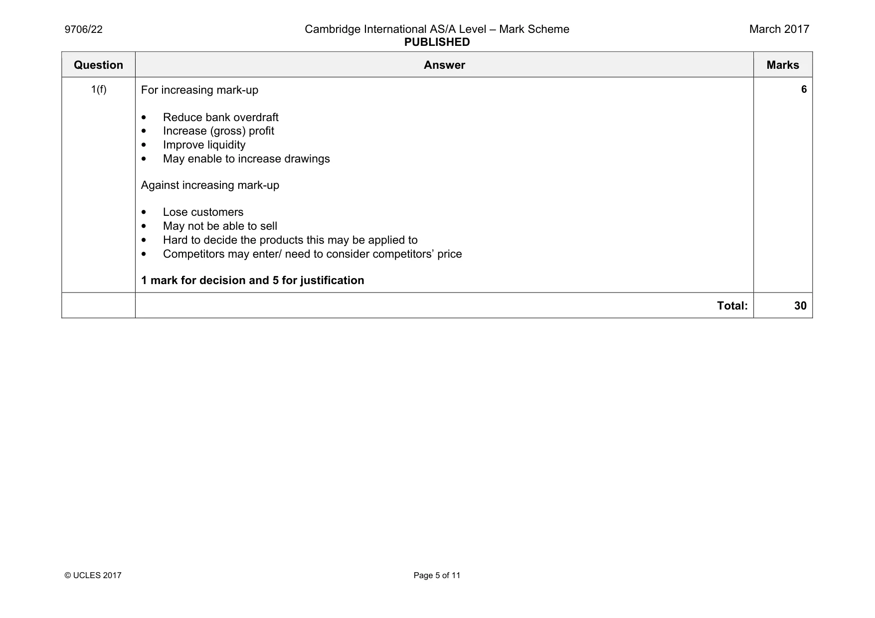 Mark scheme, page 5 of 11