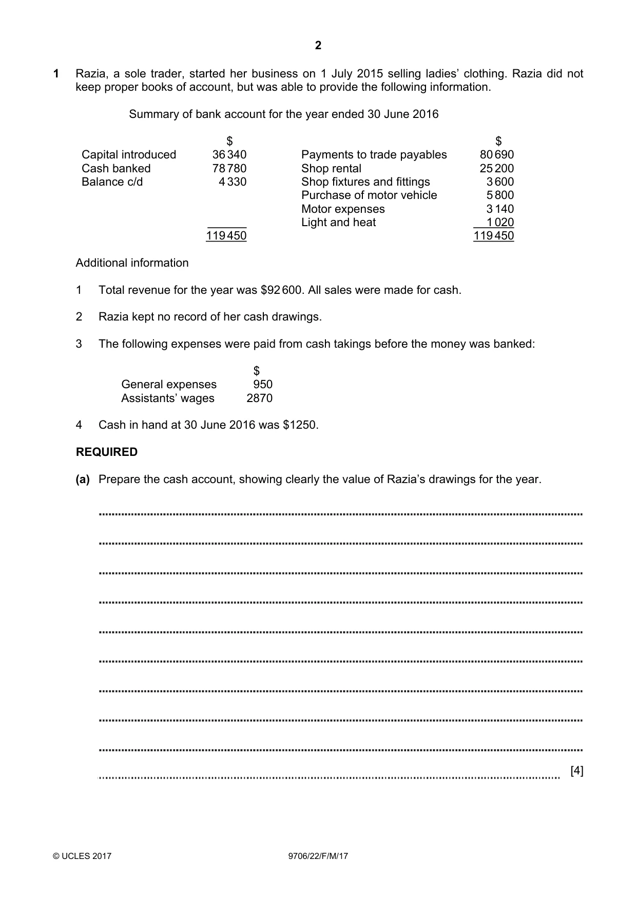 Cambridge A Level Accounting 9706 2017 Feb/March Paper 2 · Variant 2 question paper, page 2 of 20