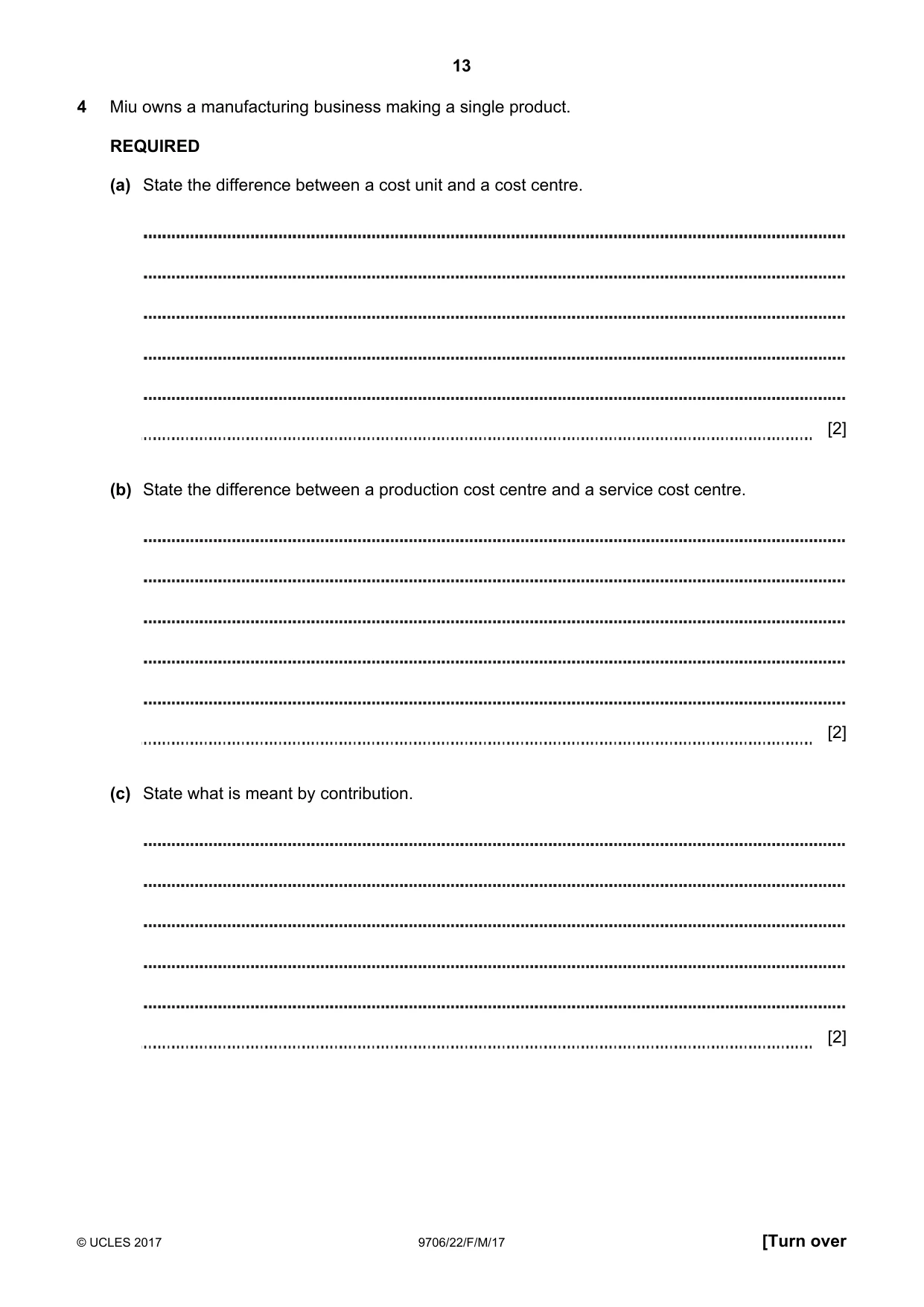 Cambridge A Level Accounting 9706 2017 Feb/March Paper 2 · Variant 2 question paper, page 13 of 20