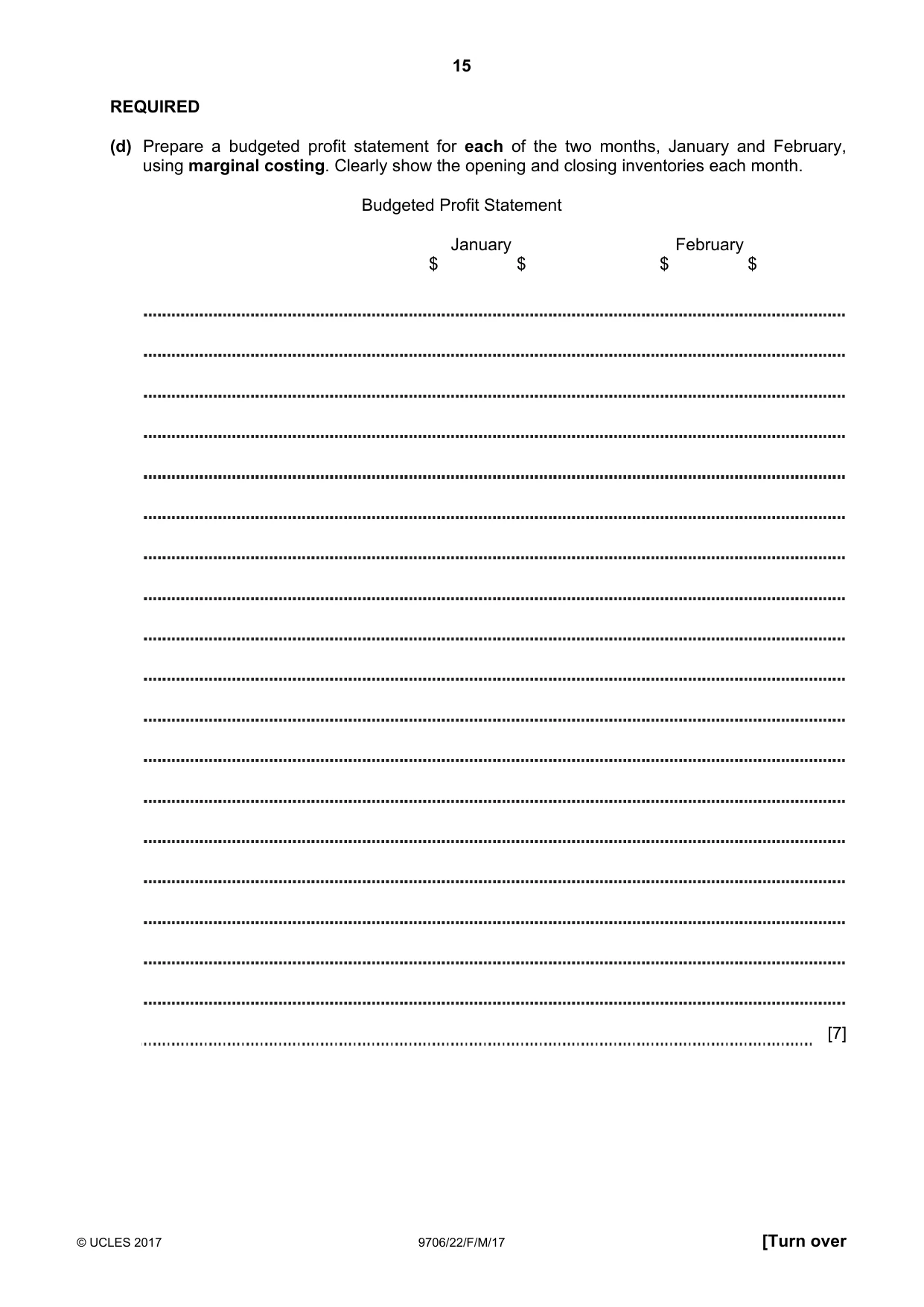Cambridge A Level Accounting 9706 2017 Feb/March Paper 2 · Variant 2 question paper, page 15 of 20