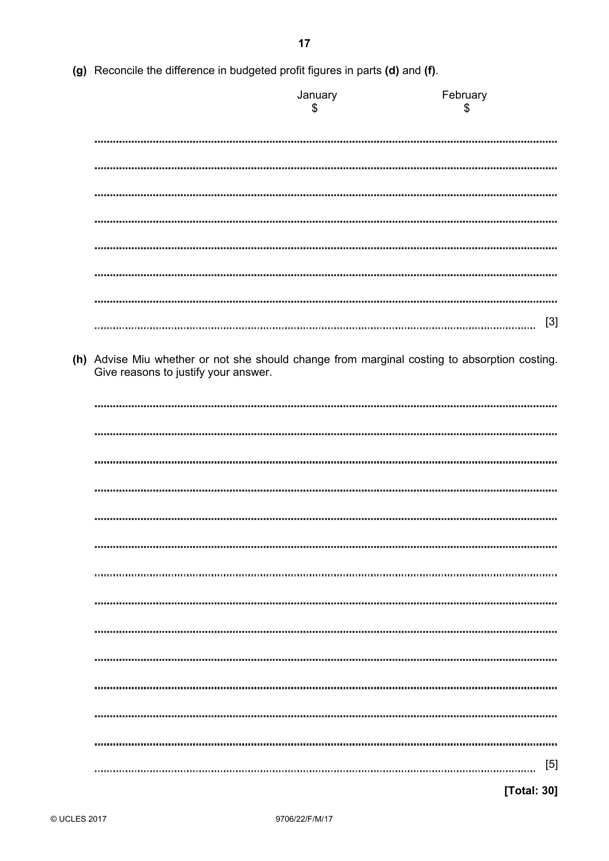 Cambridge A Level Accounting 9706 2017 Feb/March Paper 2 · Variant 2 question paper, page 17 of 20