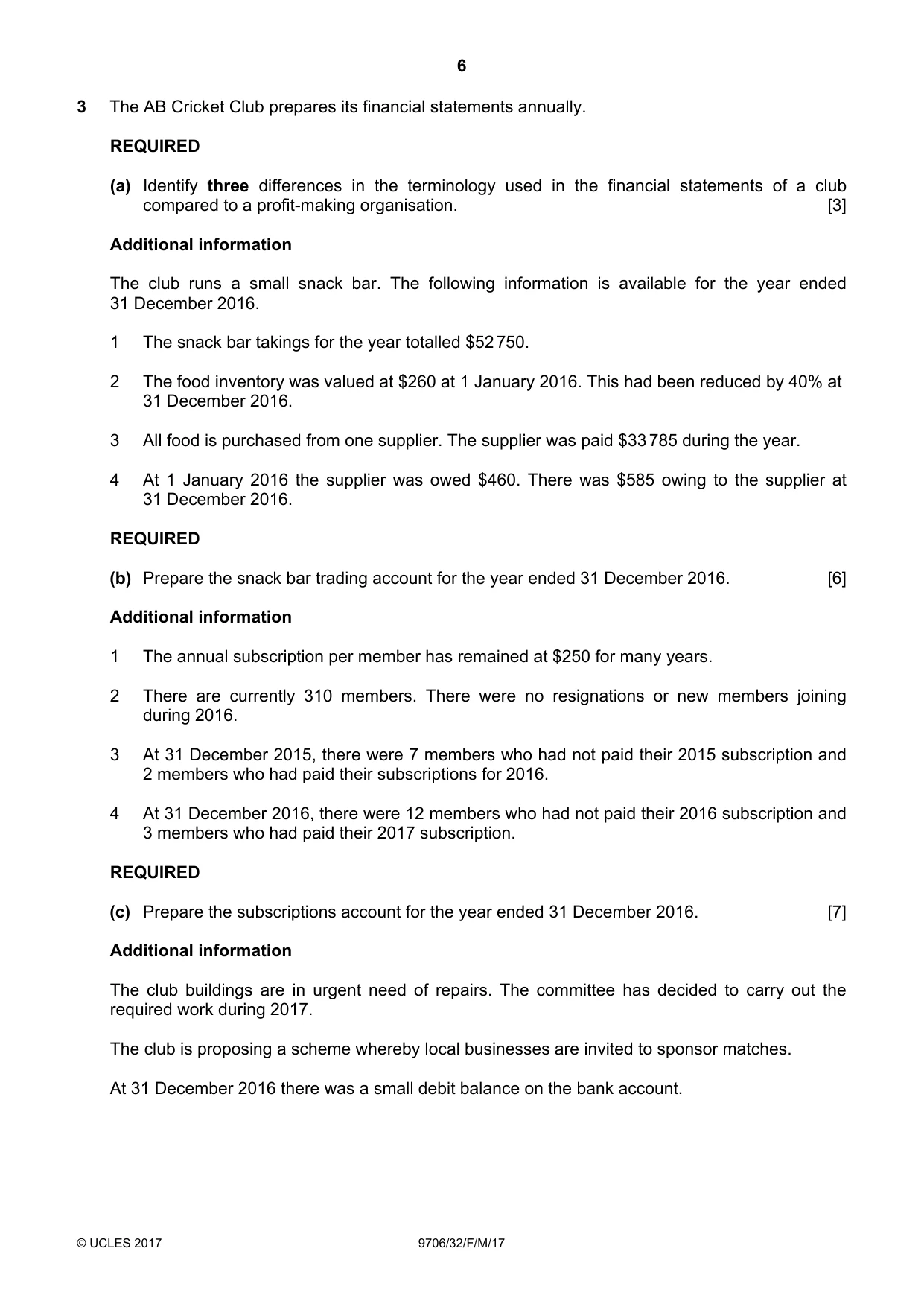 Cambridge A Level Accounting 9706 2017 Feb/March Paper 3 · Variant 2 question paper, page 6 of 12