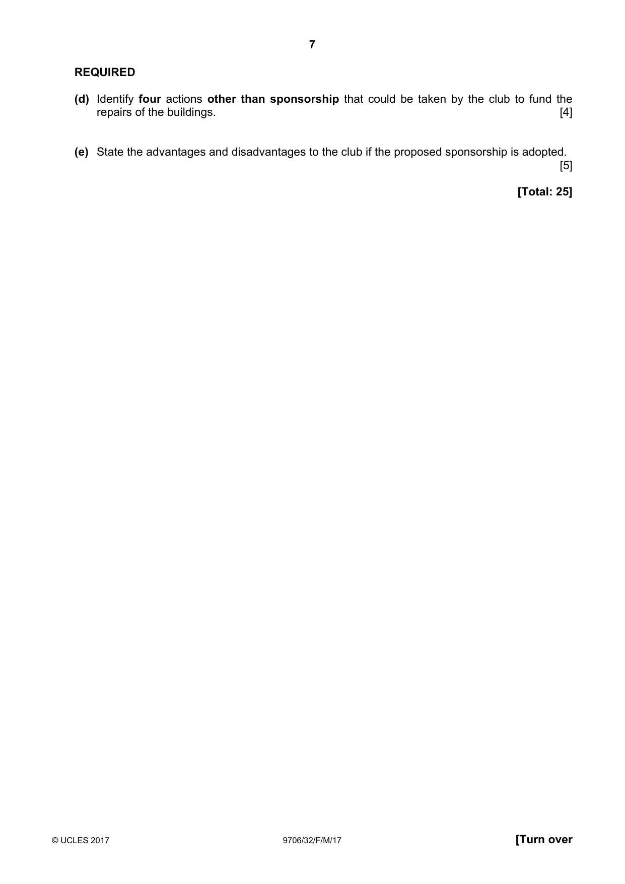 Cambridge A Level Accounting 9706 2017 Feb/March Paper 3 · Variant 2 question paper, page 7 of 12