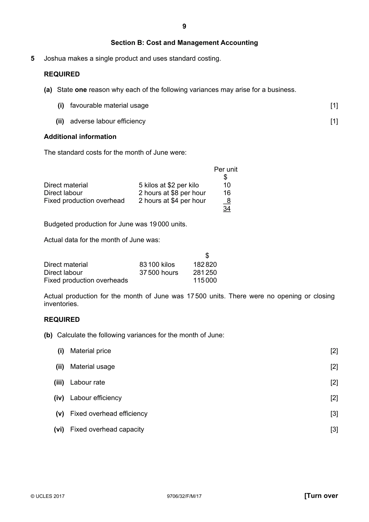 Cambridge A Level Accounting 9706 2017 Feb/March Paper 3 · Variant 2 question paper, page 9 of 12