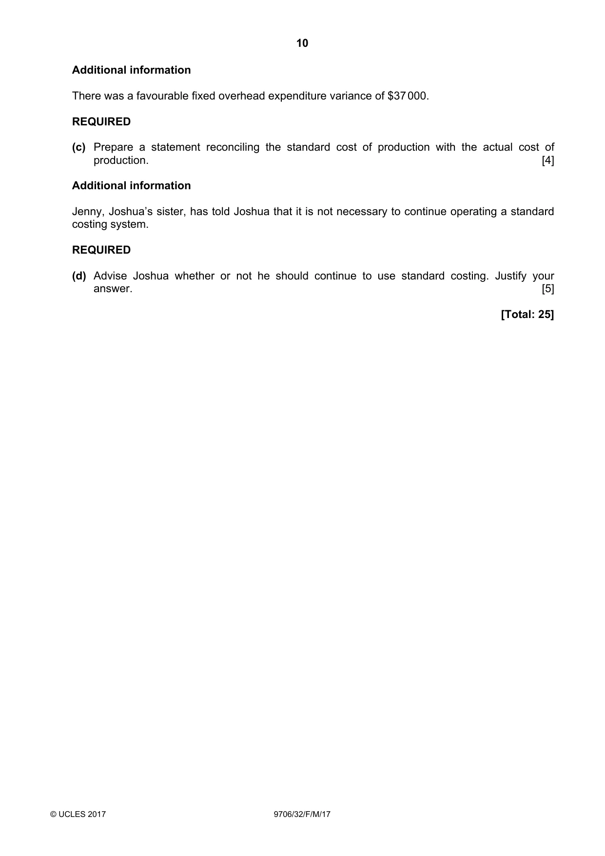 Cambridge A Level Accounting 9706 2017 Feb/March Paper 3 · Variant 2 question paper, page 10 of 12