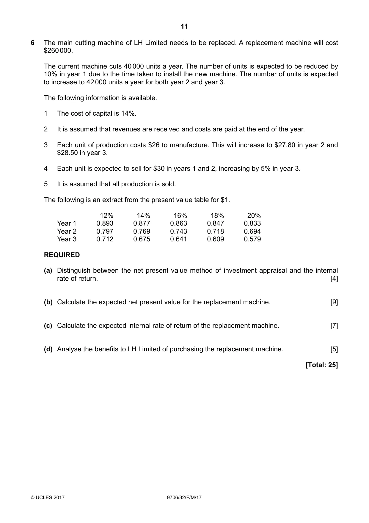 Cambridge A Level Accounting 9706 2017 Feb/March Paper 3 · Variant 2 question paper, page 11 of 12