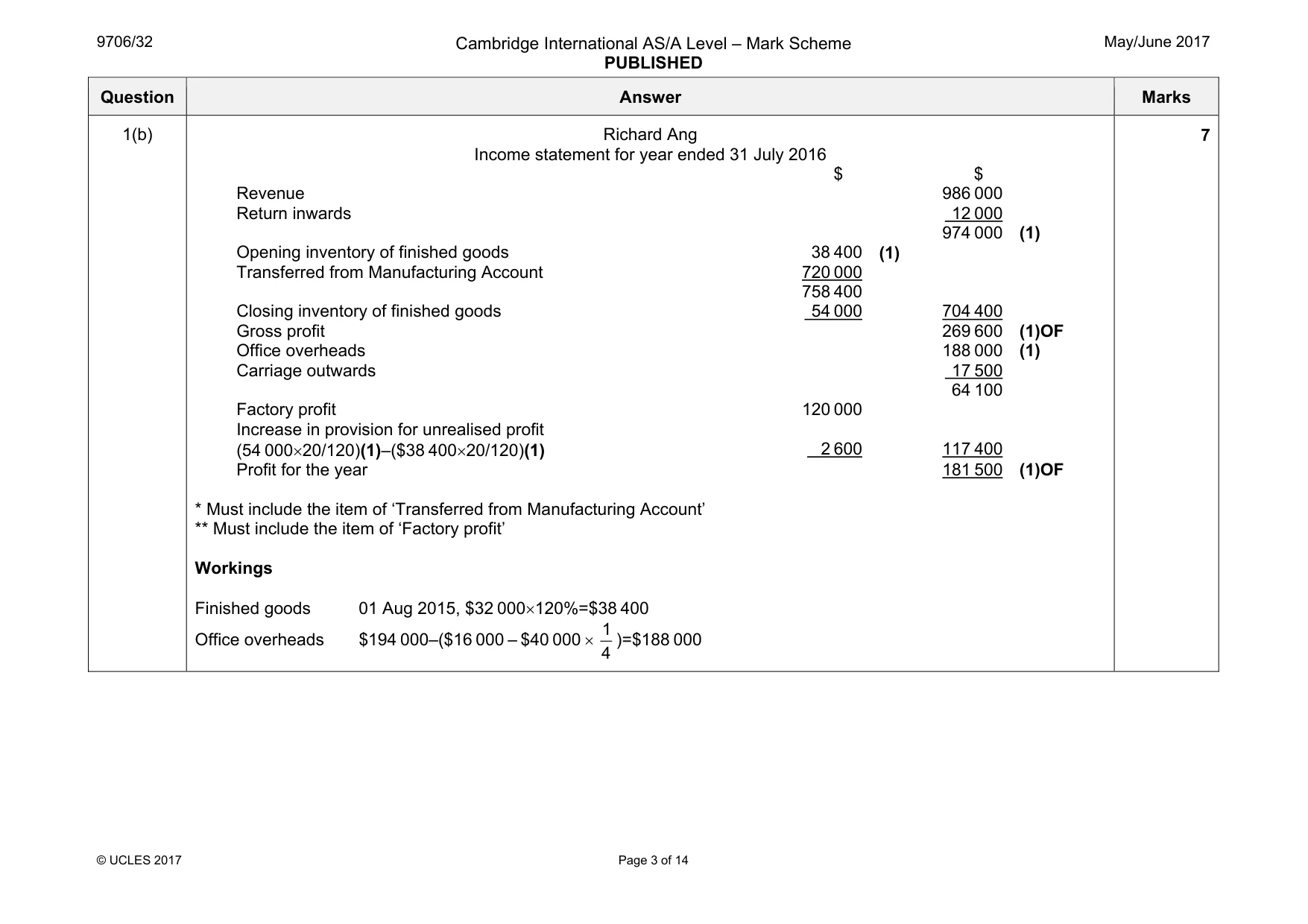 Mark scheme, page 3 of 14