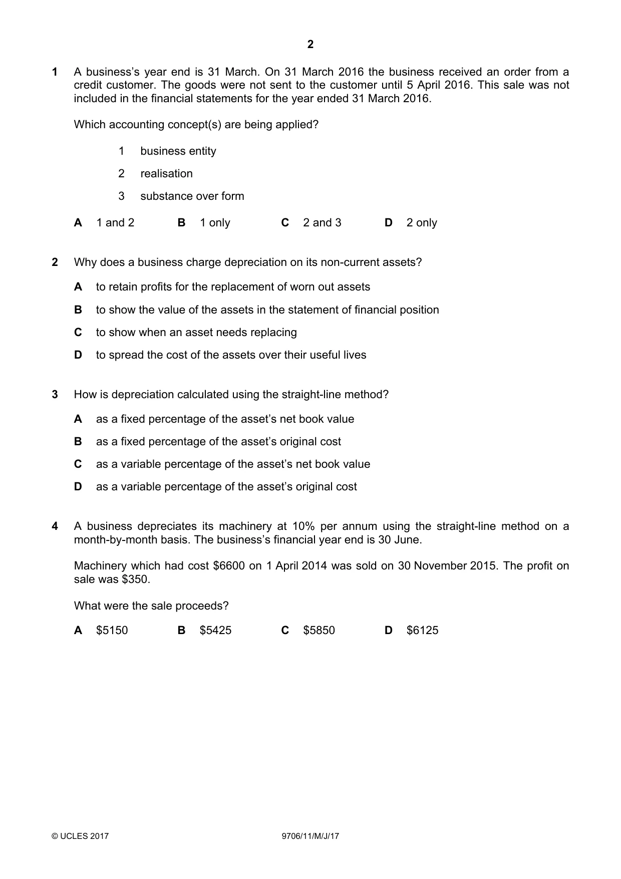 Cambridge A Level Accounting 9706 2017 May/June Paper 1 · Variant 1 question paper, page 2 of 12