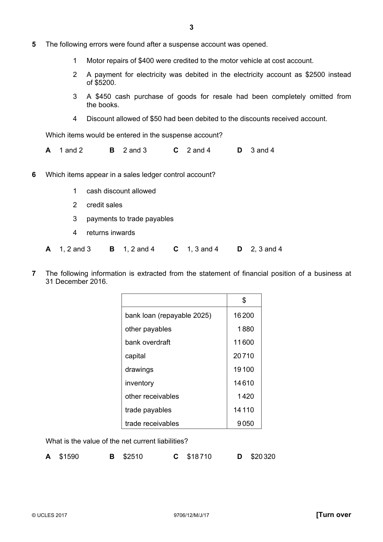 Cambridge A Level Accounting 9706 2017 May/June Paper 1 · Variant 2 question paper, page 3 of 12