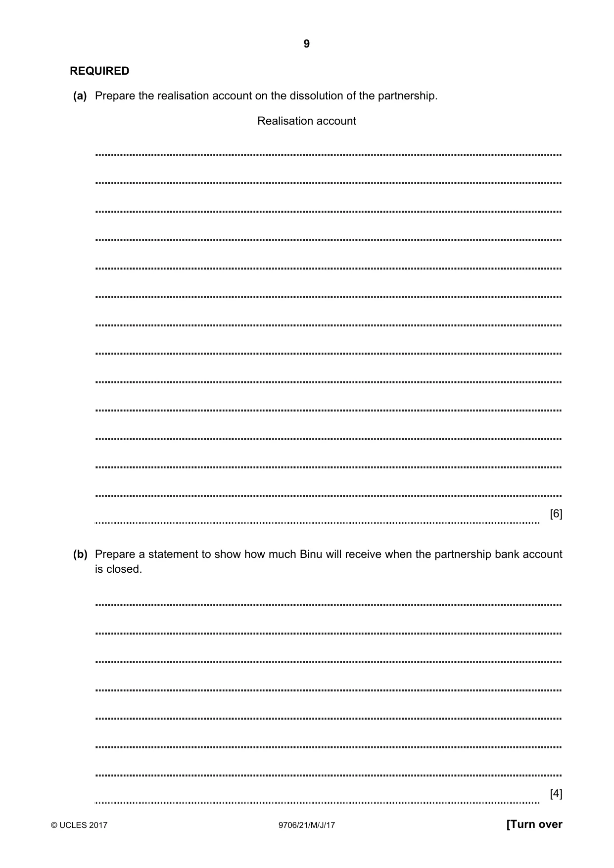 Cambridge A Level Accounting 9706 2017 May/June Paper 2 · Variant 1 question paper, page 9 of 20
