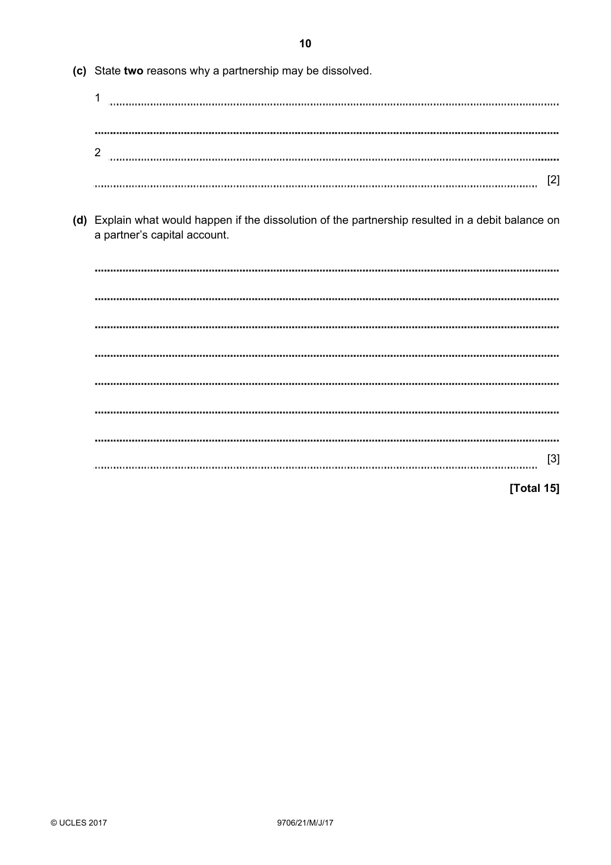 Cambridge A Level Accounting 9706 2017 May/June Paper 2 · Variant 1 question paper, page 10 of 20