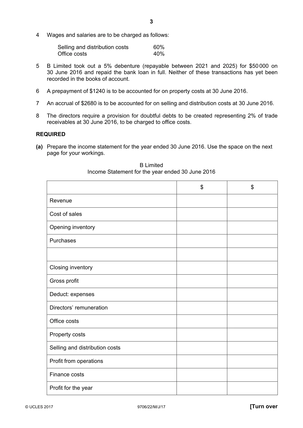 Cambridge A Level Accounting 9706 2017 May/June Paper 2 · Variant 2 question paper, page 3 of 20