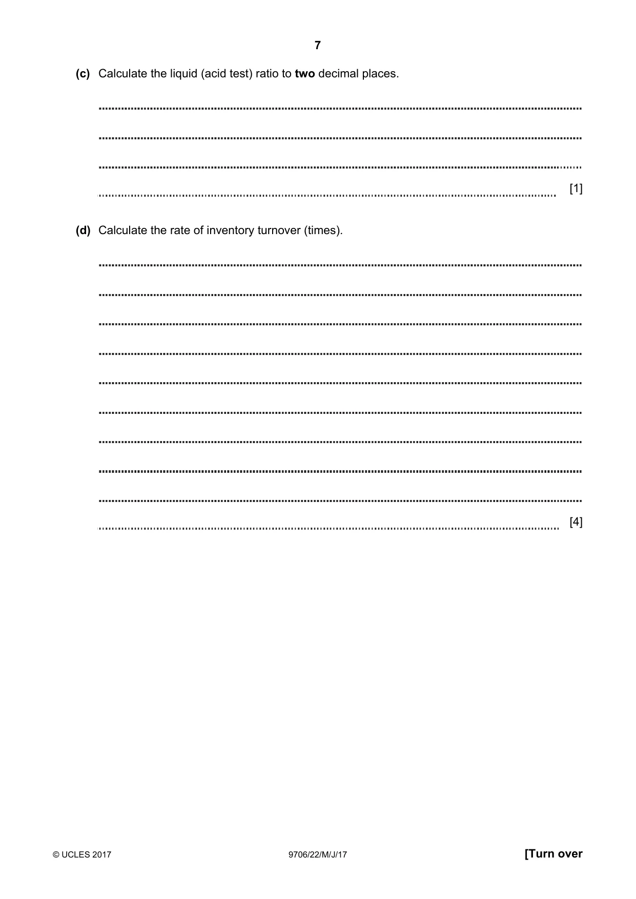 Cambridge A Level Accounting 9706 2017 May/June Paper 2 · Variant 2 question paper, page 7 of 20