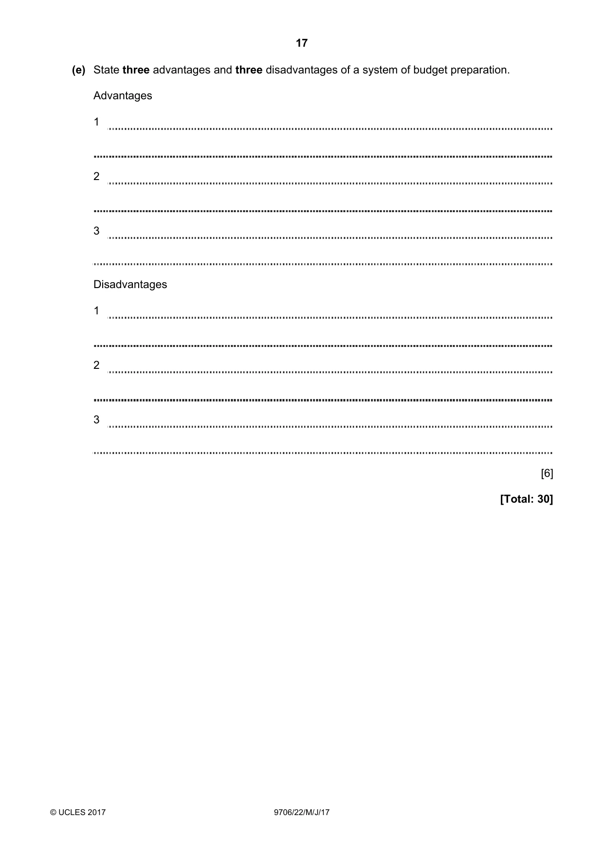 Cambridge A Level Accounting 9706 2017 May/June Paper 2 · Variant 2 question paper, page 17 of 20