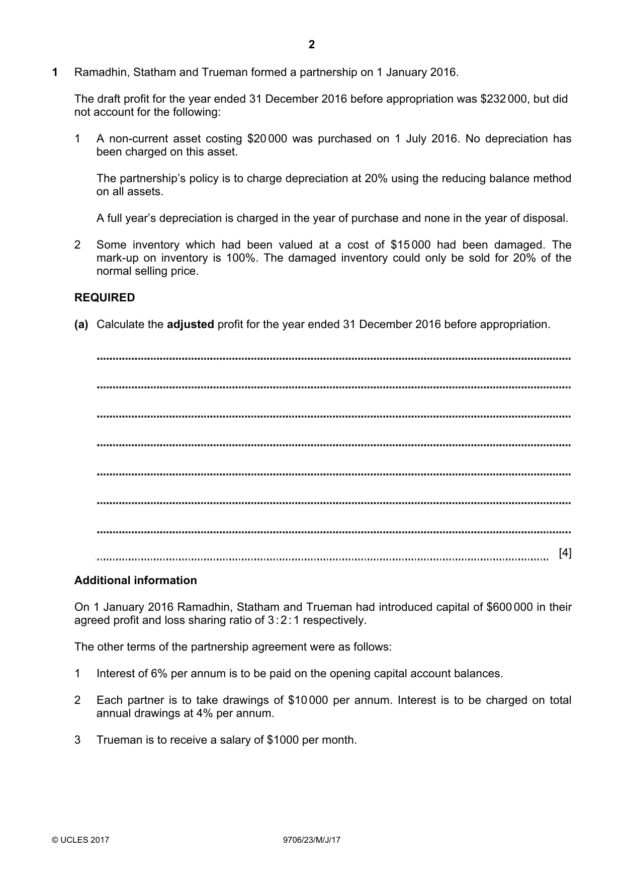 Cambridge A Level Accounting 9706 2017 May/June Paper 2 · Variant 3 question paper, page 2 of 16