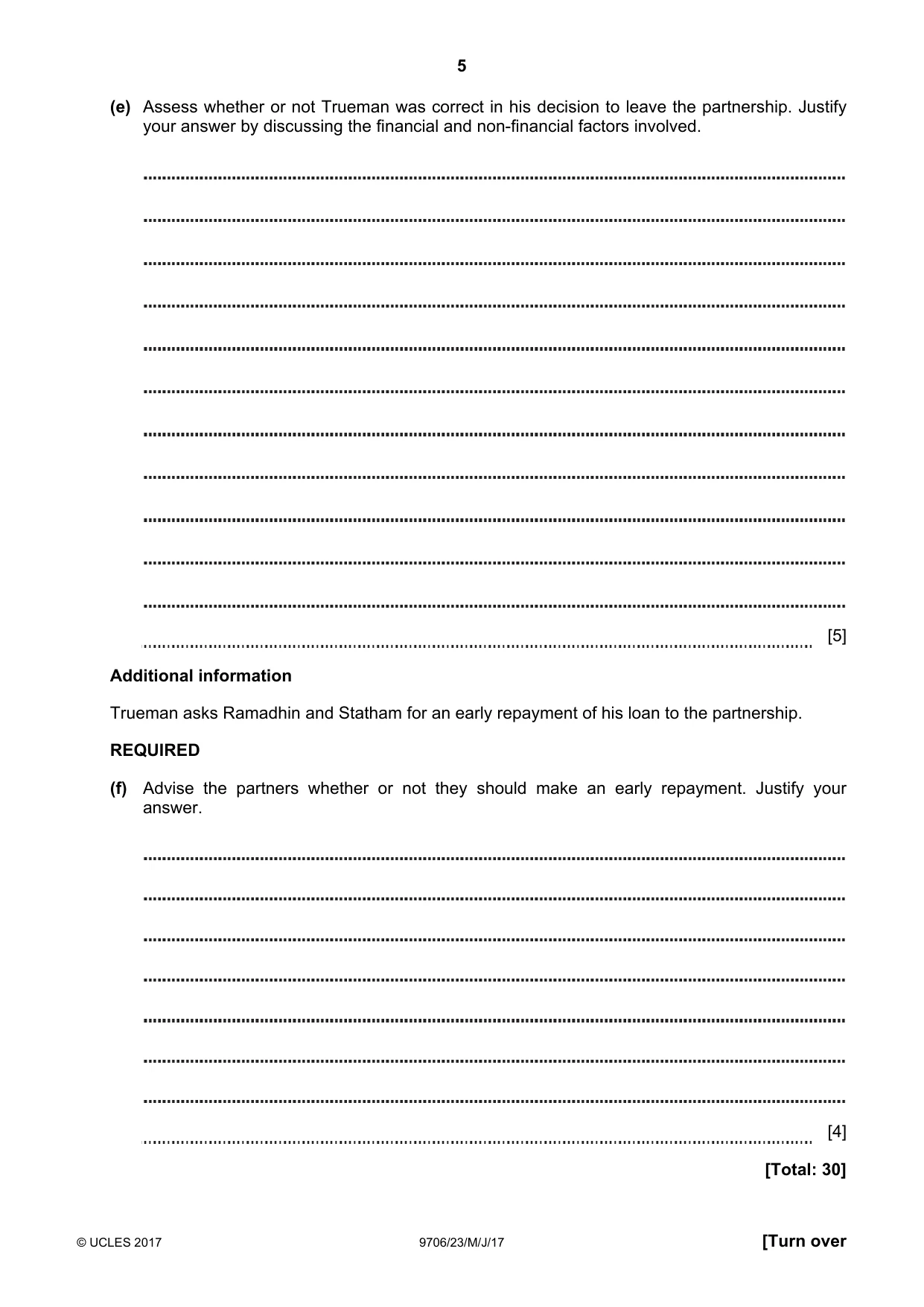 Cambridge A Level Accounting 9706 2017 May/June Paper 2 · Variant 3 question paper, page 5 of 16