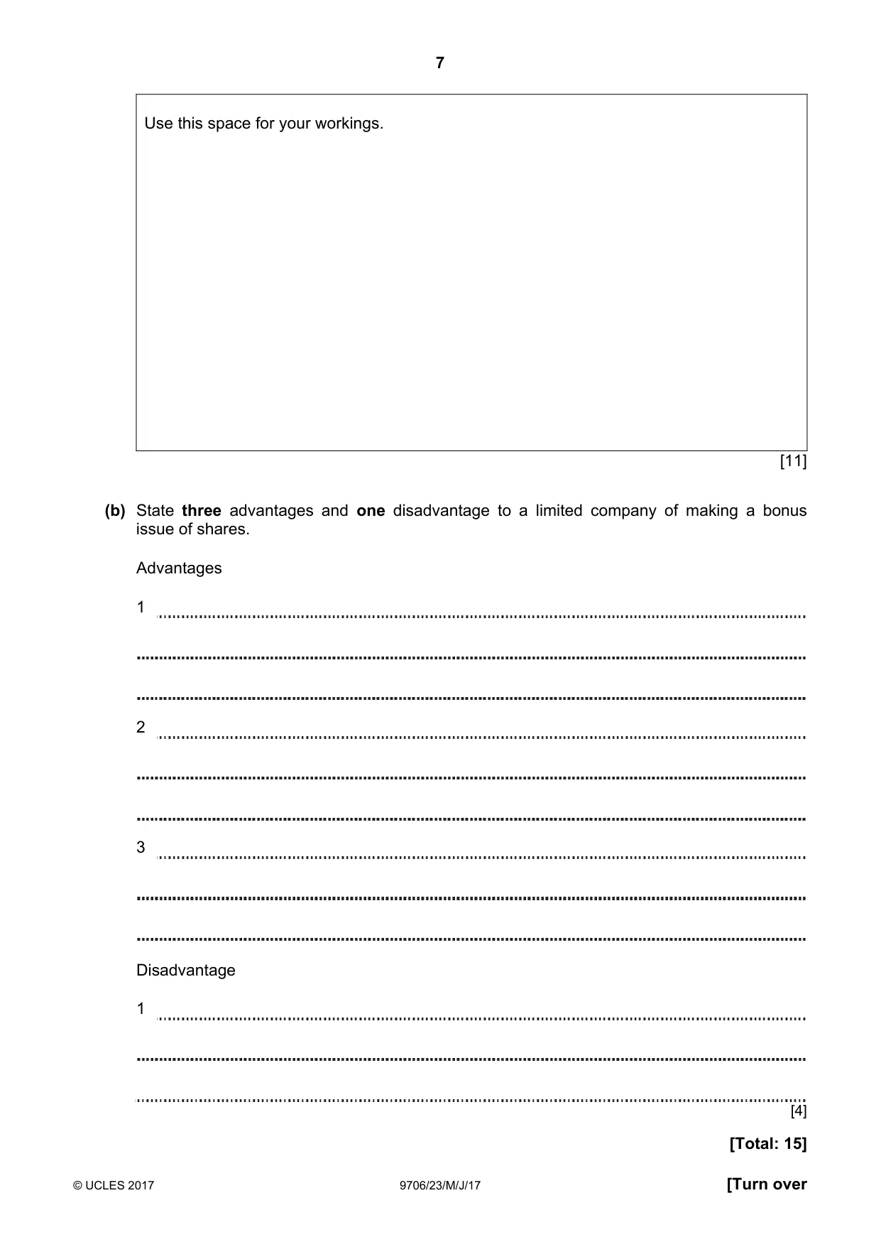 Cambridge A Level Accounting 9706 2017 May/June Paper 2 · Variant 3 question paper, page 7 of 16