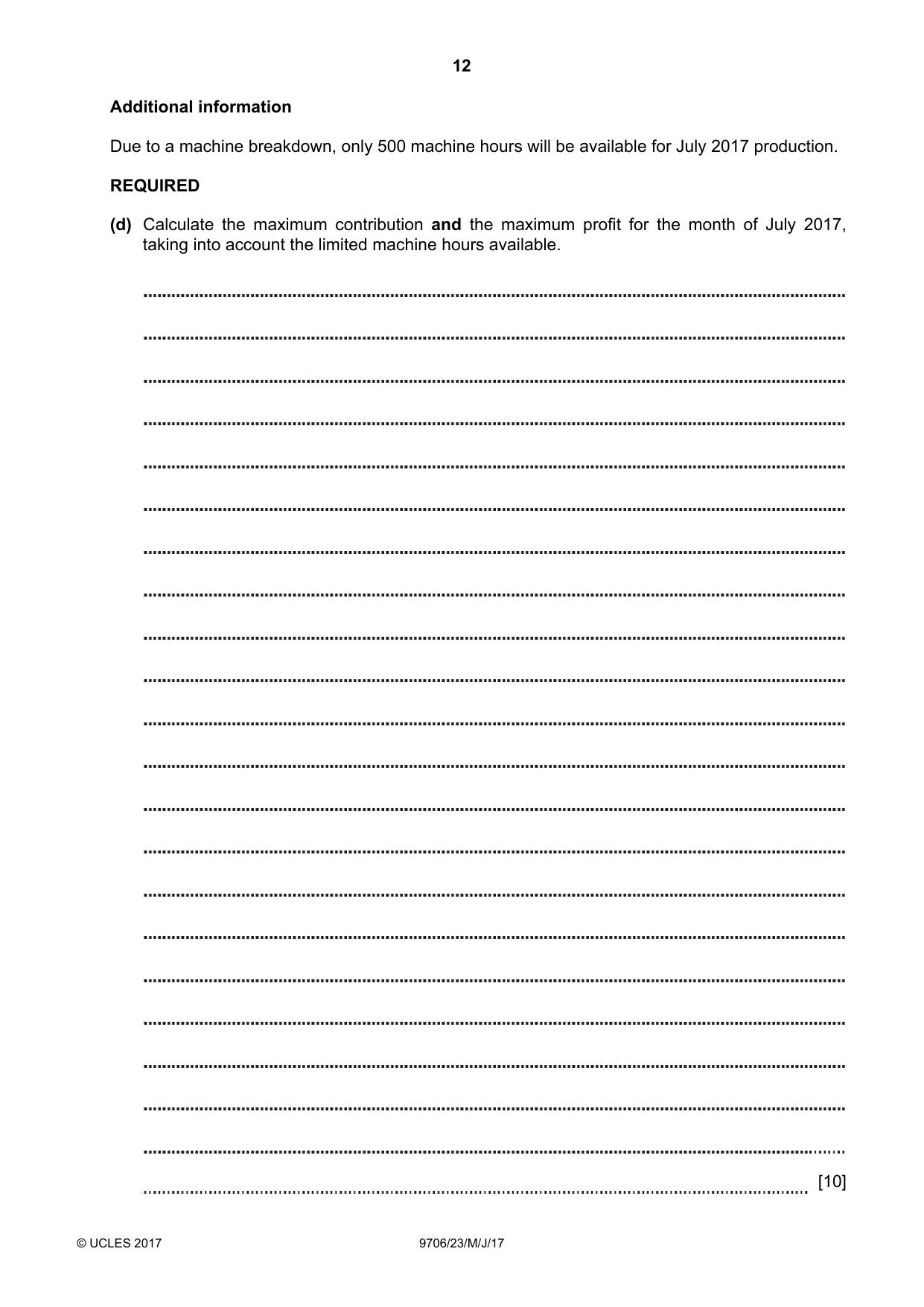Cambridge A Level Accounting 9706 2017 May/June Paper 2 · Variant 3 question paper, page 12 of 16