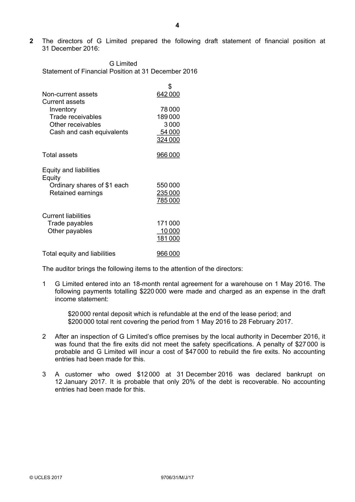 Cambridge A Level Accounting 9706 2017 May/June Paper 3 · Variant 1 question paper, page 4 of 12