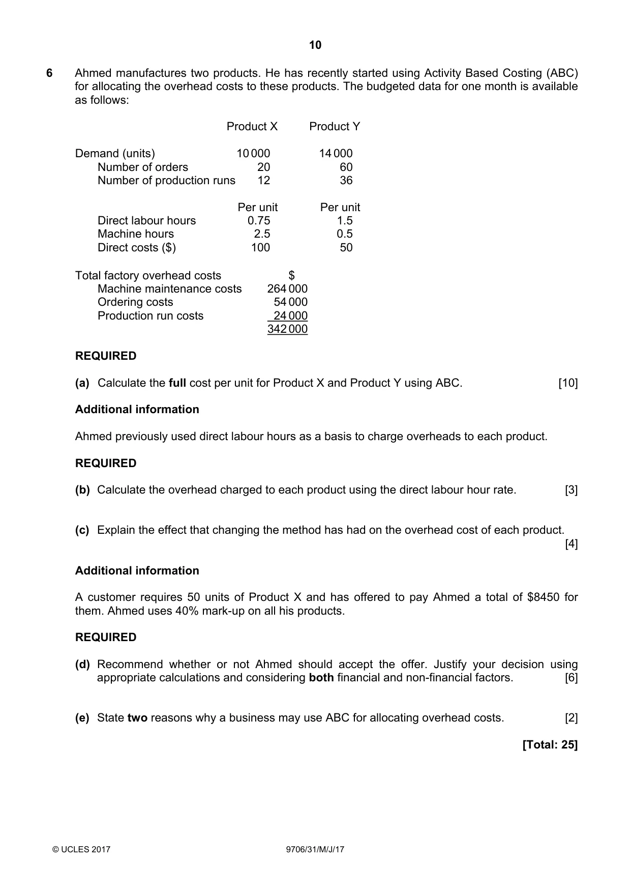 Cambridge A Level Accounting 9706 2017 May/June Paper 3 · Variant 1 question paper, page 10 of 12