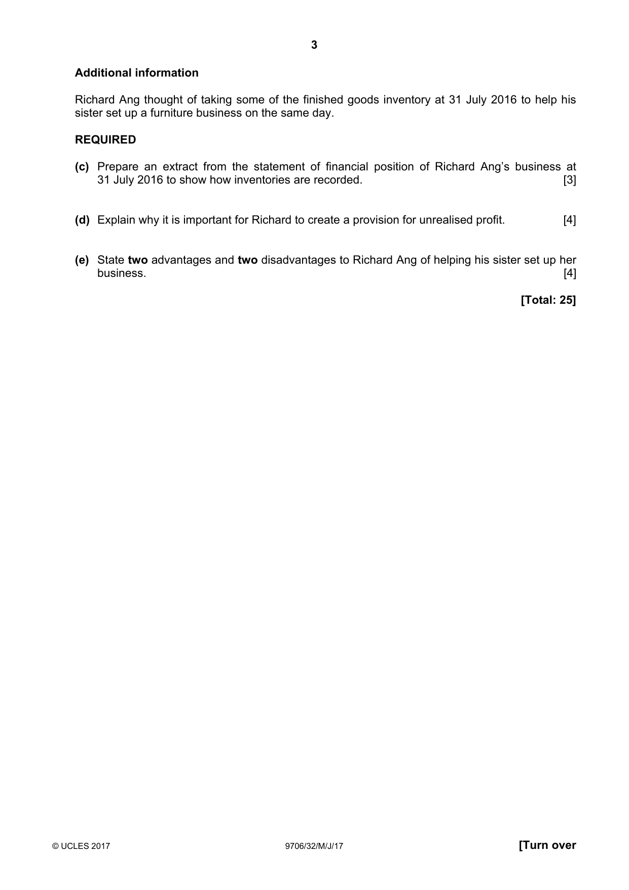 Cambridge A Level Accounting 9706 2017 May/June Paper 3 · Variant 2 question paper, page 3 of 12