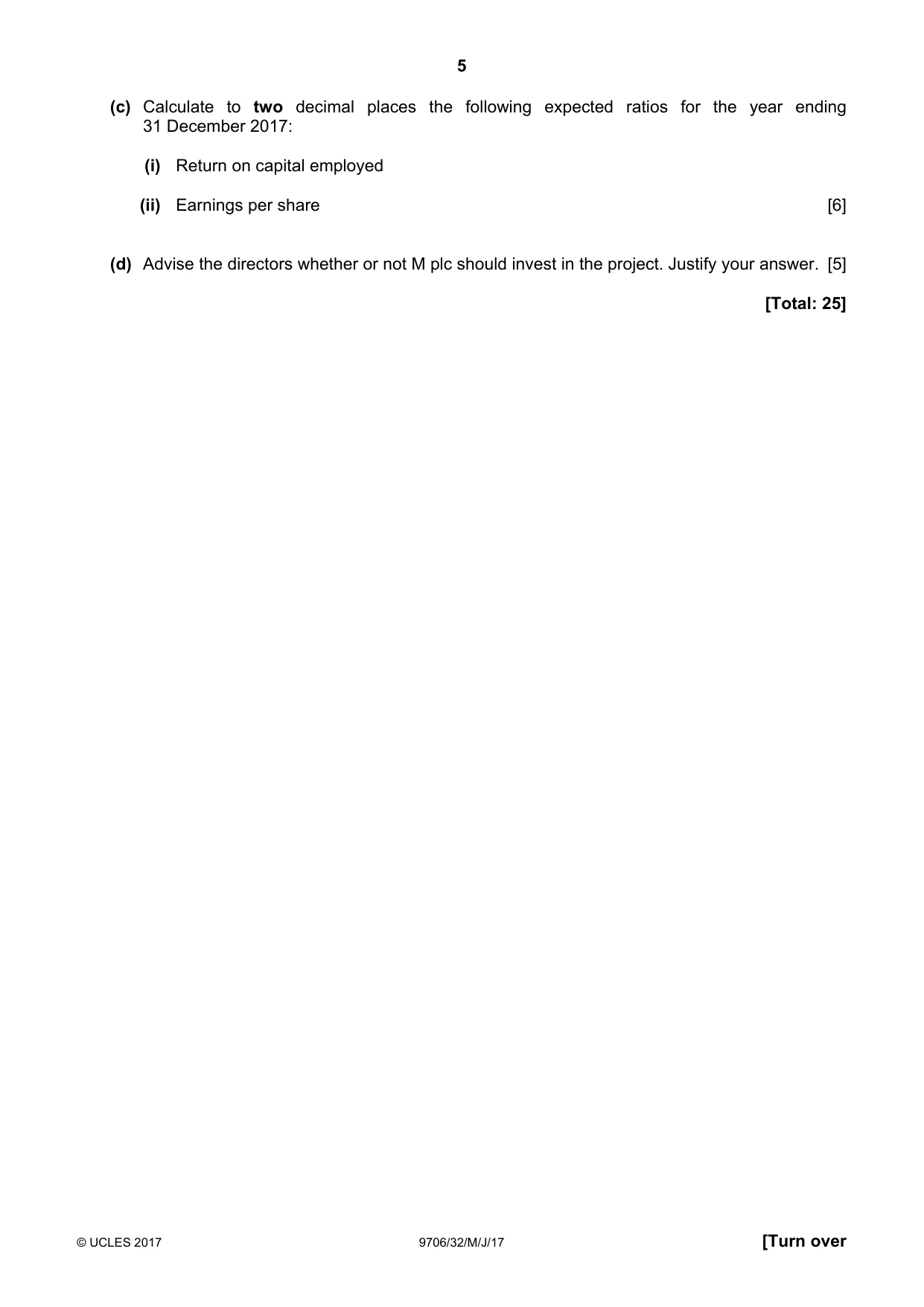 Cambridge A Level Accounting 9706 2017 May/June Paper 3 · Variant 2 question paper, page 5 of 12