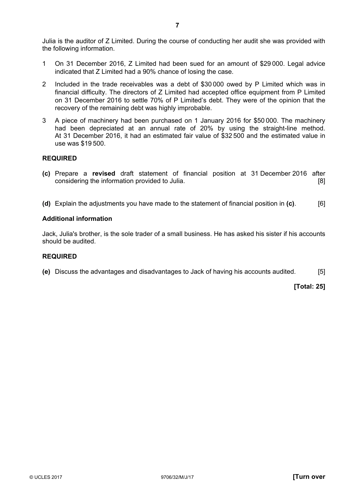 Cambridge A Level Accounting 9706 2017 May/June Paper 3 · Variant 2 question paper, page 7 of 12