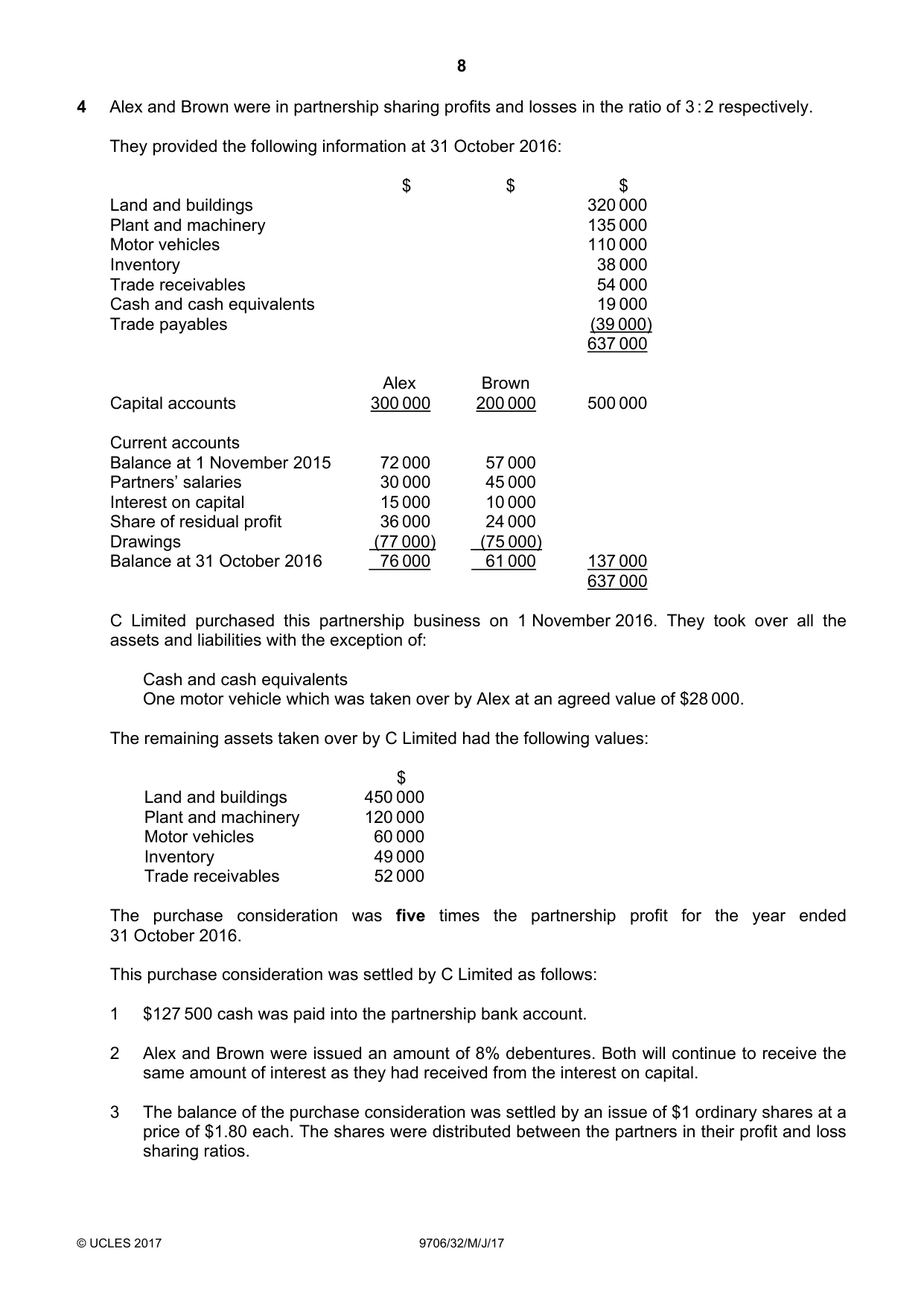 Cambridge A Level Accounting 9706 2017 May/June Paper 3 · Variant 2 question paper, page 8 of 12