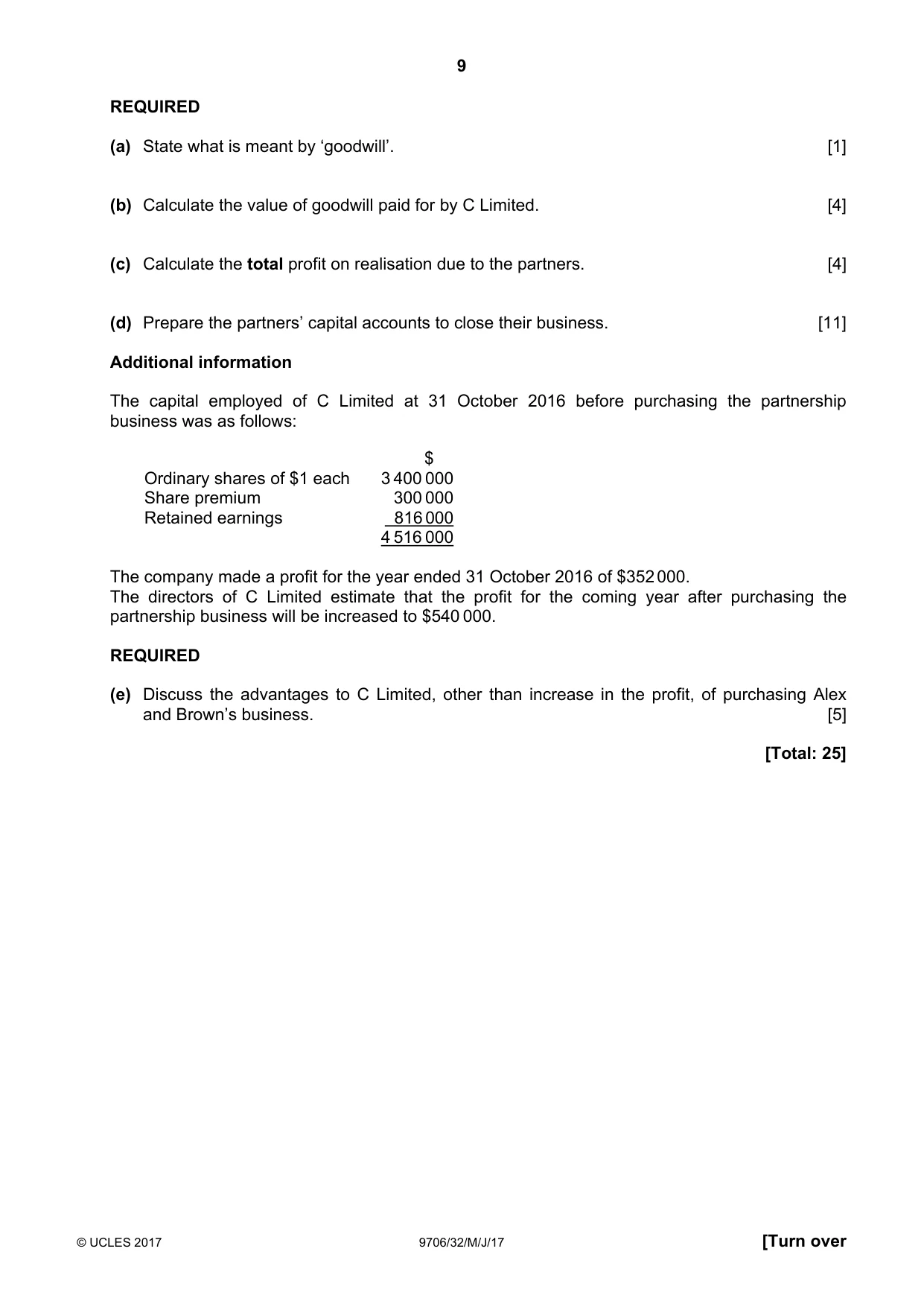 Cambridge A Level Accounting 9706 2017 May/June Paper 3 · Variant 2 question paper, page 9 of 12