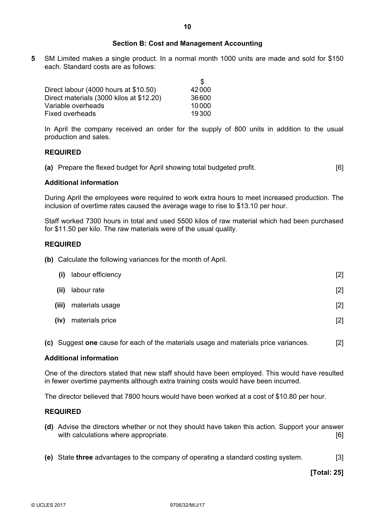 Cambridge A Level Accounting 9706 2017 May/June Paper 3 · Variant 2 question paper, page 10 of 12