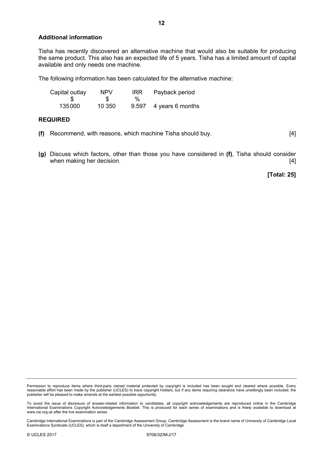 Cambridge A Level Accounting 9706 2017 May/June Paper 3 · Variant 2 question paper, page 12 of 12