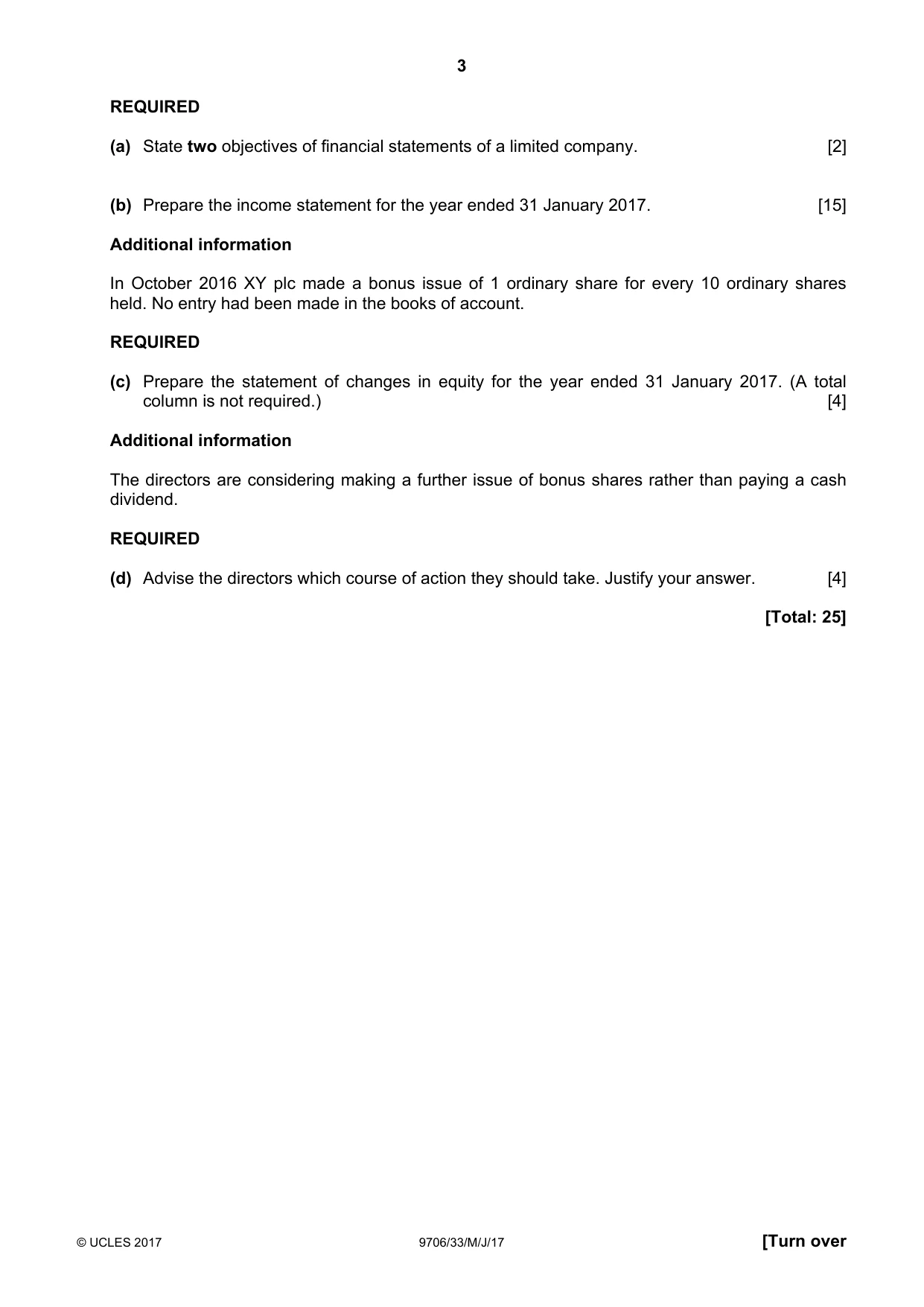 Cambridge A Level Accounting 9706 2017 May/June Paper 3 · Variant 3 question paper, page 3 of 12